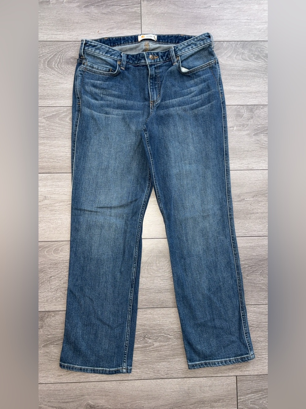 Carhartt Women’s Denim Jeans Size 12 Short Straight Leg Original Fit EUC